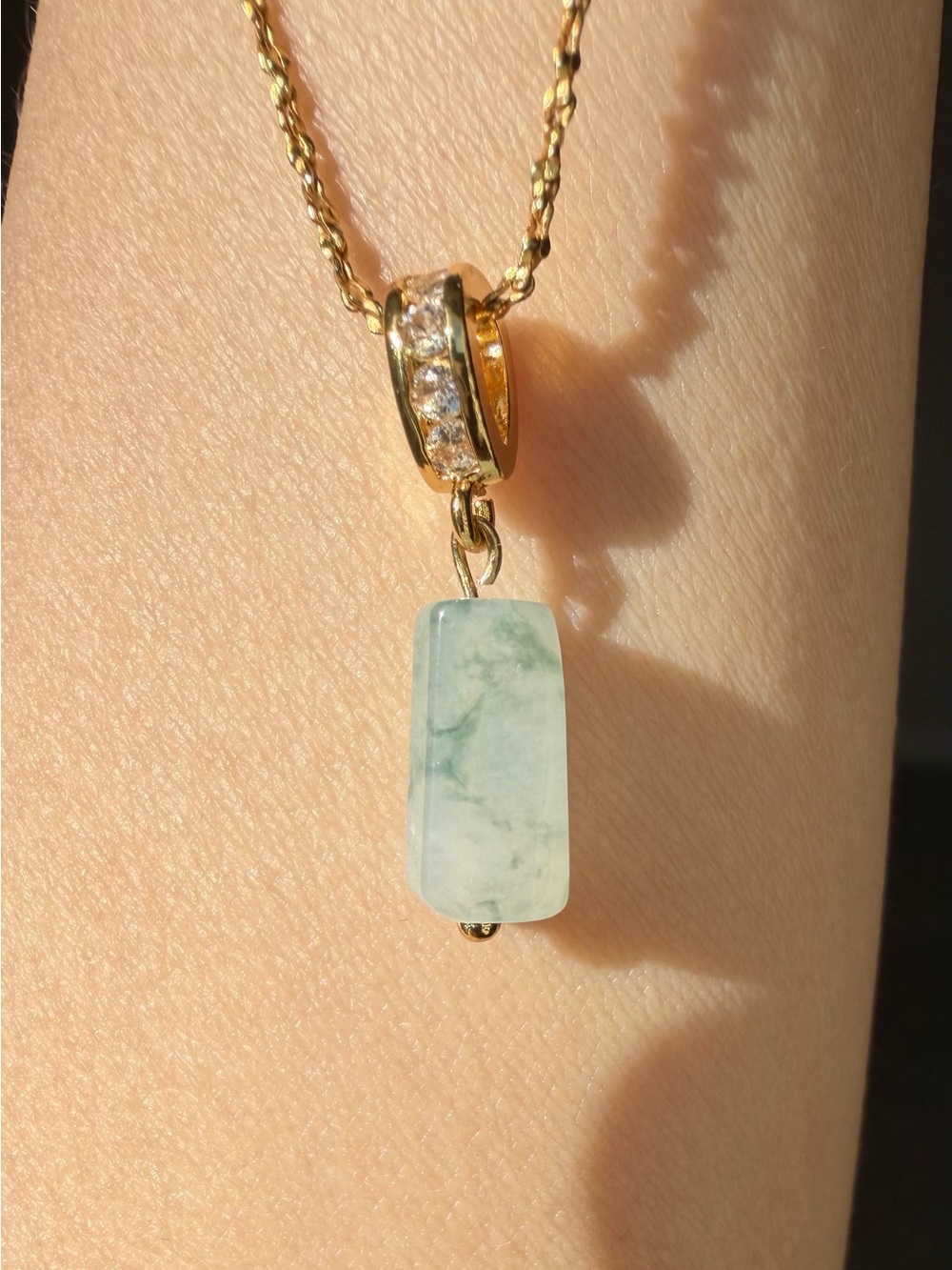 Natural Grade A Burmese Icy Floating Green Floral Jadeite Pebble Pendant